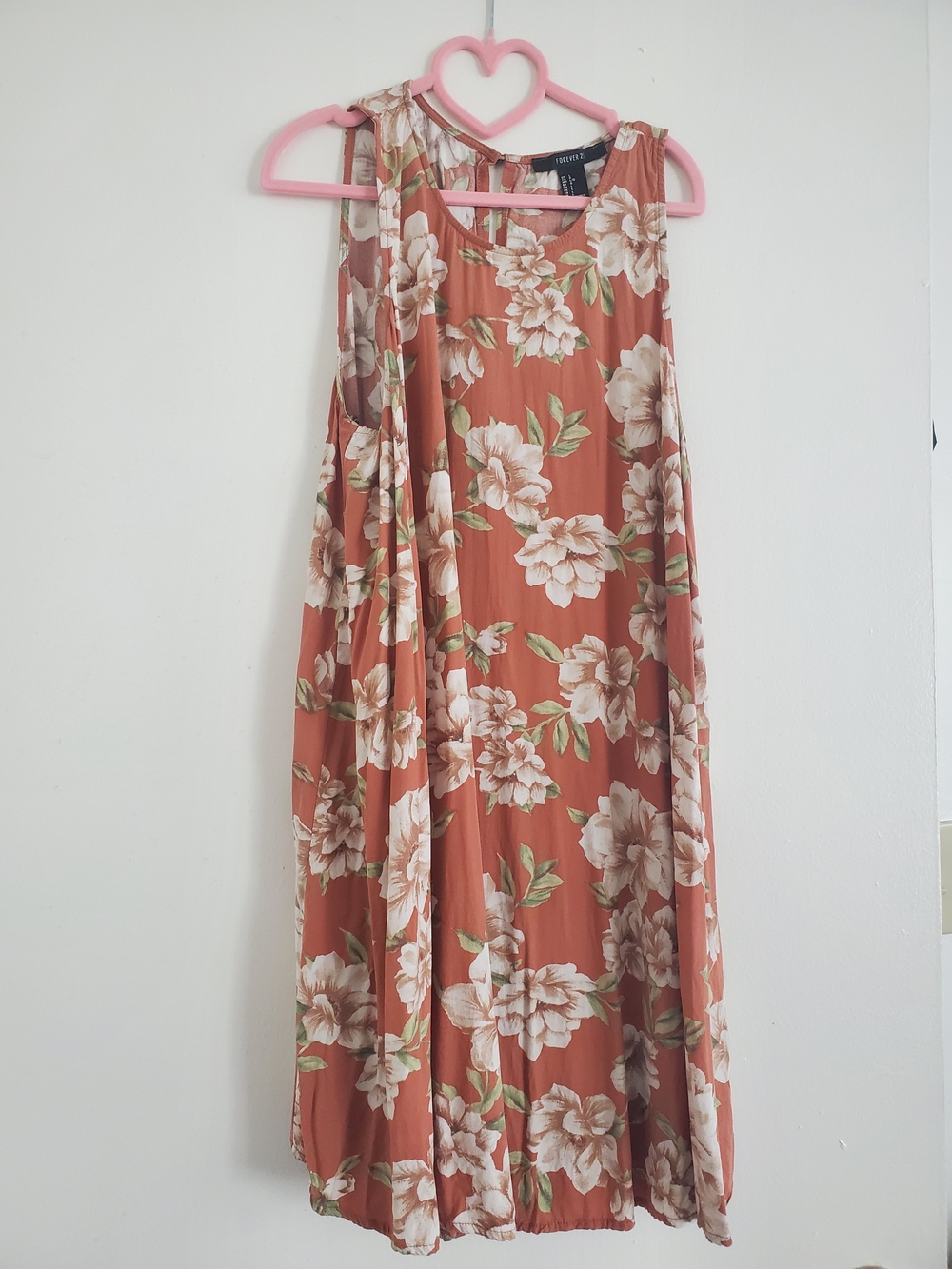 Forever 21 Rust Floral Mini Dress with Cream Blooms